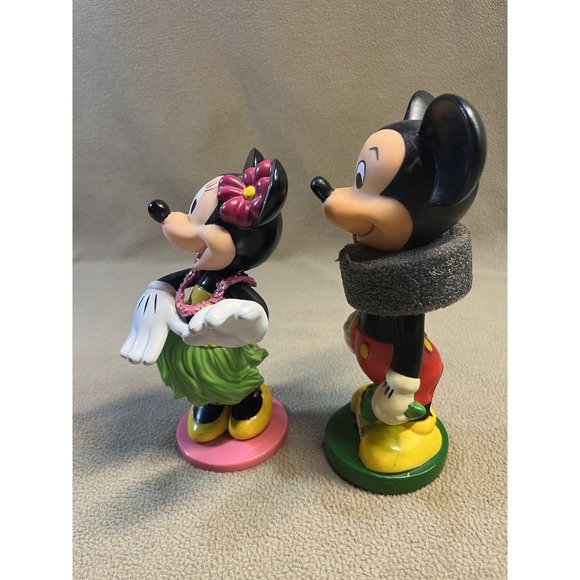 Vintage Disney Mickey and Minnie Mouse Hawaiian Hula Tropical Figurine Set - Picture 6 of 7